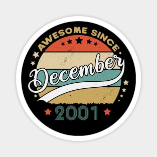 Awesome Since December 2001 Birthday Retro Sunset Vintage Magnet